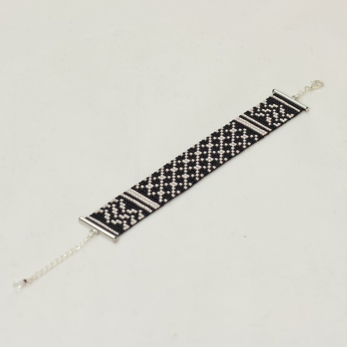 Black Keffiyeh Bracelet - Handmade Beaded Bracelet