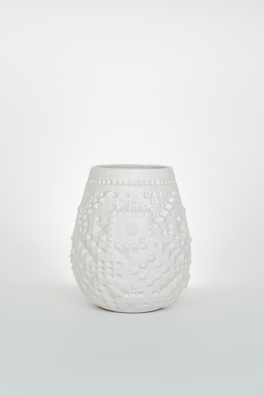 White Matte Round Ramallah Vase