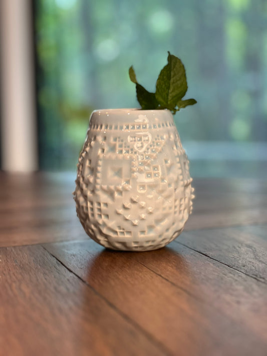 Glossy Pale Blue Round Ramallah Vase