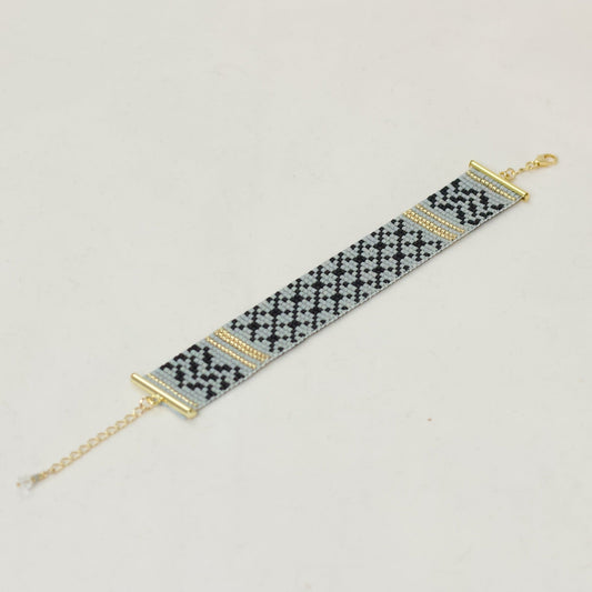 Grey Keffiyeh Bracelet - Handmade Beaded Bracelet